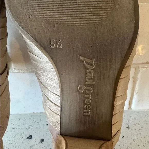 Paul Green AVERY Chic Gold Metallic Shimmer Leather Heeled Mules Shoes Size US 8 - Picture 9 of 13